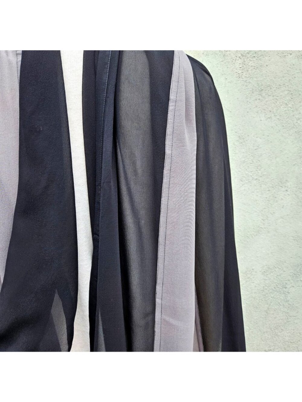 Vintage 90s Bergdorf Goodman Silk Panel Scarf Black Gray Color Block 32x90" - Picture 12 of 12